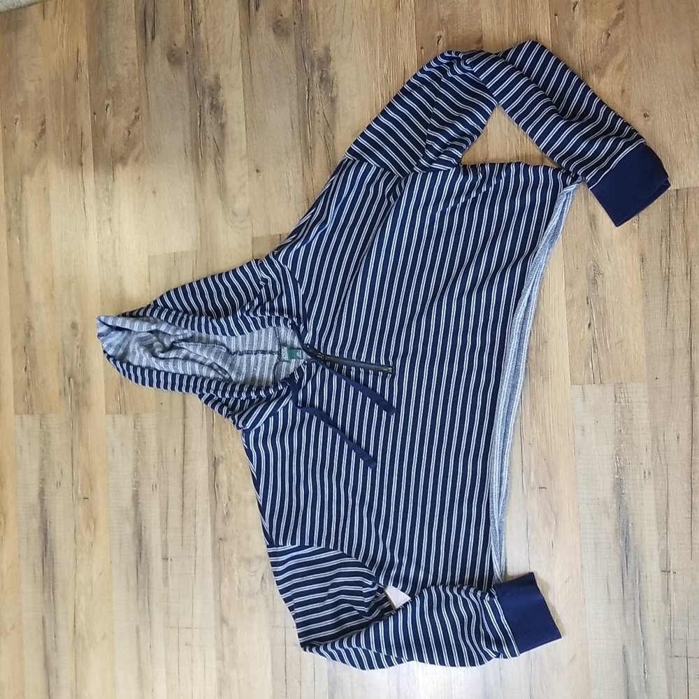 WILD FABLE Navy Striped 3/4 Zip Cropped Hoodie - Picture 2 of 12
